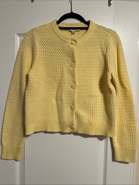 Ever New Pale Yellow Textured Button-Front Cardigan